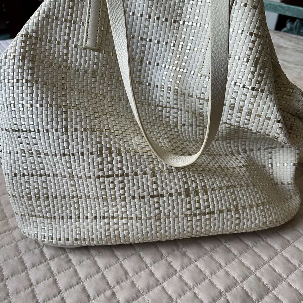 Vince Camuto Cream Woven Tote Bag